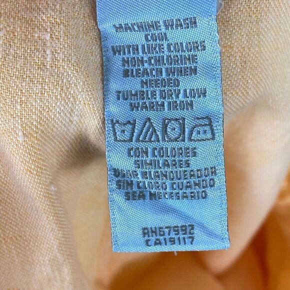 So Blue Sigrid Olsen Yellow 100% Linen Straight Leg Summer Pants Size 14 - Picture 6 of 7